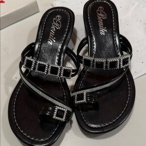 Onia Black Sandals with Silver Accents